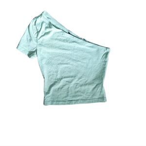 Shein Mint Green One Shoulder Top XSmall